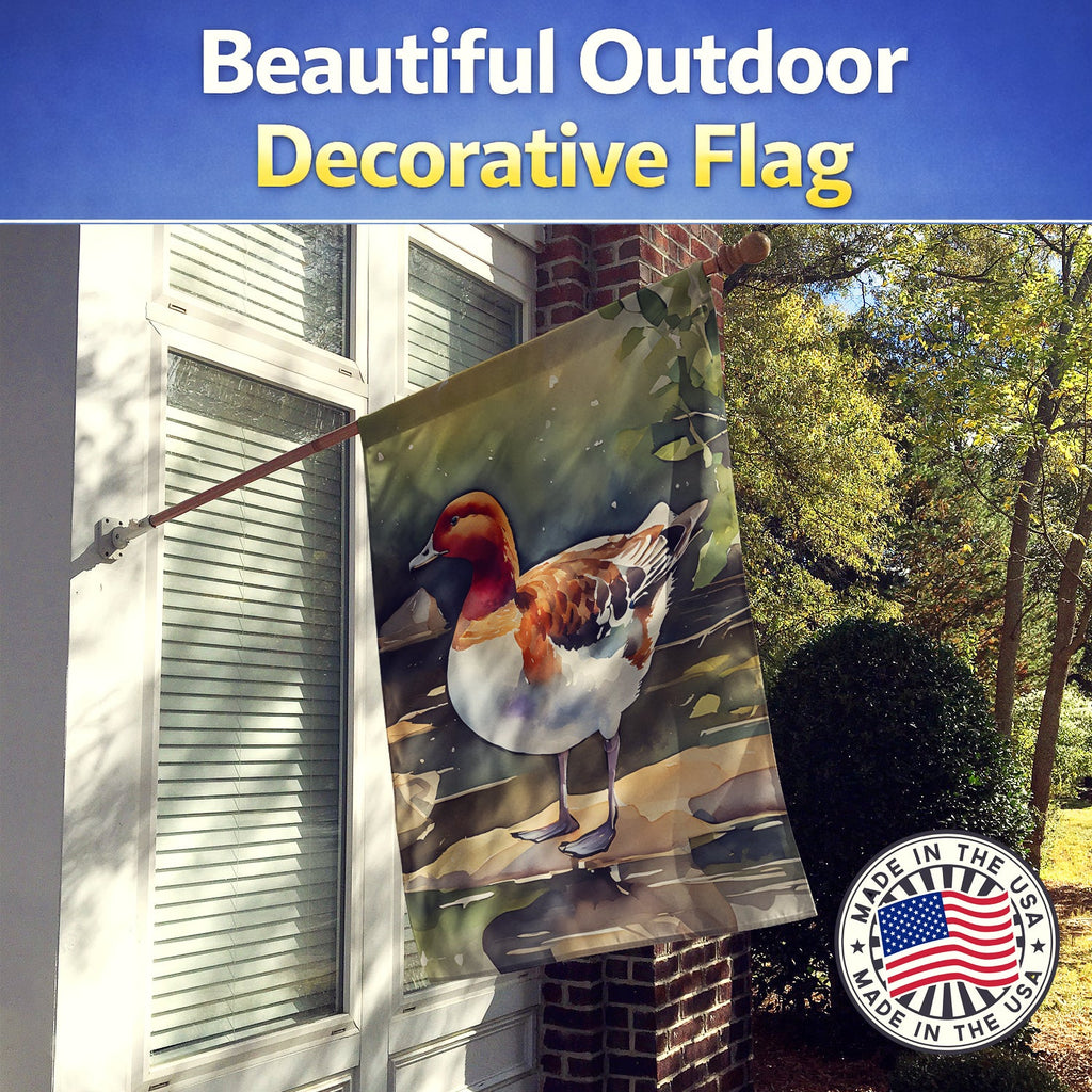Redhead Duck Standing by Water House Flag 28x40 Porch Sleeve Pole Decorative Outside Yard Banner Artwork Wall Hanging, Polyester