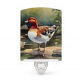 Redhead Duck Standing by Water Ceramic Night Light Compact, UL-Certified, Ideal for Bedroom, Bathroom, Nursery, Hallway, Kitchen, 6x4x3, Multicolor