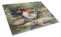 Redhead Duck Standing by Water Cutting Board Tempered Glass Kitchen Cutting Surface, Heat Resistant Chopping, Non-Slip Feet, Food Prep & Serving