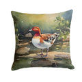 Redhead Duck Standing by Water Decorative Throw Pillow 18x18 Indoor Outdoor Accent Cushion, Fabric Cover with Insert for Sofa, Bed, Porch & Living Room