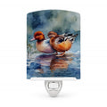 Redhead Duck Pair of Ducks Swimming Ceramic Night Light Compact, UL-Certified, Ideal for Bedroom, Bathroom, Nursery, Hallway, Kitchen, 6x4x3, Multicolor