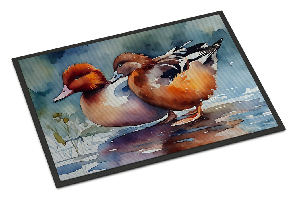 Redhead Duck Pair of Ducks Swimming Doormat Indoor Outdoor 18H X 27W Front Door Mat Rugs for Entryway, Non Slip Washable