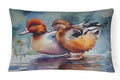 Redhead Duck Pair of Ducks Swimming Decorative Throw Pillow 12x16 Indoor Outdoor Accent Cushion, Fabric Cover with Insert for Sofa, Bed, Porch & Living Room