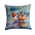 Redhead Duck Pair of Ducks Swimming Decorative Throw Pillow 18x18 Indoor Outdoor Accent Cushion, Fabric Cover with Insert for Sofa, Bed, Porch & Living Room