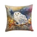 Snowy Owl with Autumn Leaves Decorative Throw Pillow 14x14 Indoor Outdoor Accent Cushion, Fabric Cover with Insert for Sofa, Bed, Porch & Living Room