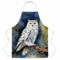 Snowy Owl Night Sky Watercolor Apron Cooking Kitchen Server Baking Crafts Gardening for Adult Women Men, Unisex, Large, Multicolor