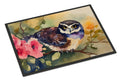 Spectacled Owl on Branch with Flowers Doormat Indoor Outdoor 24H X 36W Front Door Mat Rugs for Entryway, Non Slip Washable Low Pile,