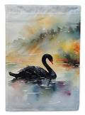 Black Swan Swimming Calm Water House Flag 28x40 Porch Sleeve Pole Decorative Outside Yard Banner Artwork Wall Hanging, Polyester
