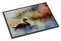 Black Swan Swimming Calm Water Doormat Indoor Outdoor 24H X 36W Front Door Mat Rugs for Entryway, Non Slip Washable Low Pile,