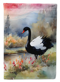 Black Swan Lake Scene Landscape House Flag 28x40 Porch Sleeve Pole Decorative Outside Yard Banner Artwork Wall Hanging, Polyester