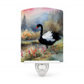Black Swan Lake Scene Landscape Ceramic Night Light Compact, UL-Certified, Ideal for Bedroom, Bathroom, Nursery, Hallway, Kitchen, 6x4x3, Multicolor