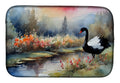 Black Swan Lake Scene Landscape Dish Drying Mat Absorbent Dish Drying Mat Pad for Kitchen Counter Dish Drainer Mat for Countertop, 14 x 21", Multicolor
