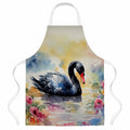 Black Swan with Flowers Elegant Watercolor Apron Cooking Kitchen Server Baking Crafts Gardening for Adult Women Men, Unisex, Large, Multicolor