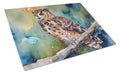 Tawny Owl on Branch Watercolor Cutting Board Tempered Glass Kitchen Cutting Surface, Heat Resistant Chopping, Non-Slip Feet, Food Prep & Serving