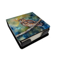 Tawny Owl on Branch Watercolor PU Leather Note Paper Holder with Artist-Designed Cover, Desk Accessory, Office Gift