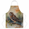 Tawny Owl Soft Background Watercolor Apron Cooking Kitchen Server Baking Crafts Gardening for Adult Women Men, Unisex, Large, Multicolor