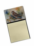 Tawny Owl Soft Background Watercolor Watercolor Sticky Note Holder Refillable Dispenser Desk Accessory 3x3 Pad Gift