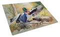 Wood Duck Taking Flight Watercolor Cutting Board Tempered Glass Kitchen Cutting Surface, Heat Resistant Chopping, Non-Slip Feet, Food Prep & Serving