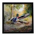 Wood Duck Taking Flight Watercolor Framed Metal Print Bathroom, Kitchen, Office, Home Decor Wall Art Ready to Hang, Square, 8X8