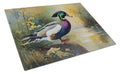 Wood Duck Swimming Woodland Watercolor Cutting Board Tempered Glass Kitchen Cutting Surface, Heat Resistant Chopping, Non-Slip Feet, Food Prep & Serving