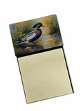 Wood Duck Swimming Woodland Watercolor Watercolor Sticky Note Holder Refillable Dispenser Desk Accessory 3x3 Pad Gift