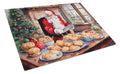 Cookies with Santa Claus Cutting Board Tempered Glass Kitchen Cutting Surface, Heat Resistant Chopping, Non-Slip Feet, Food Prep & Serving