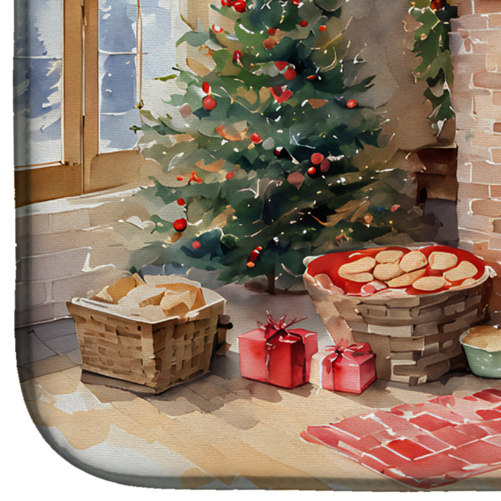 Cookies with Santa Claus Dish Drying Mat Absorbent Dish Drying Mat Pad for Kitchen Counter Dish Drainer Mat for Countertop, 14 x 21", Multicolor