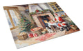 Cookies with Santa Claus Cutting Board Tempered Glass Kitchen Cutting Surface, Heat Resistant Chopping, Non-Slip Feet, Food Prep & Serving