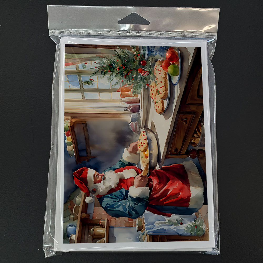 Cookies with Santa Claus Babbo Natale Greeting Cards Pack of 8 Blank Cards with Envelopes Whimsical A7 Size 5x7