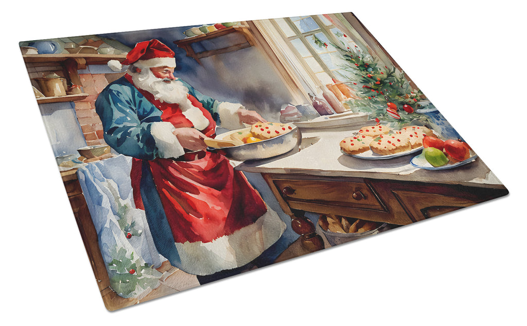 Cookies with Santa Claus Babbo Natale Cutting Board Tempered Glass Kitchen Cutting Surface, Heat Resistant Chopping, Non-Slip Feet, Food Prep & Serving