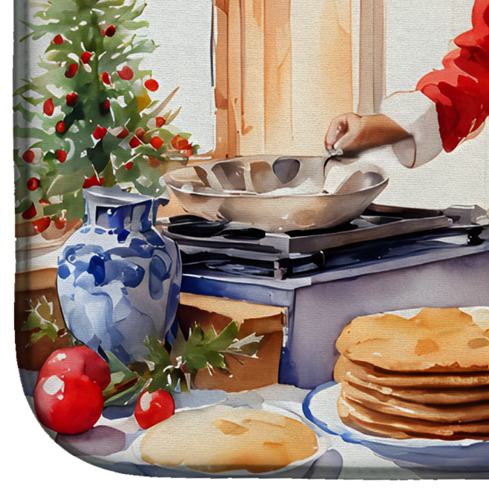 Cookies with Santa Claus Babbo Natale Dish Drying Mat Absorbent Dish Drying Mat Pad for Kitchen Counter Dish Drainer Mat for Countertop, 14 x 21", Multicolor
