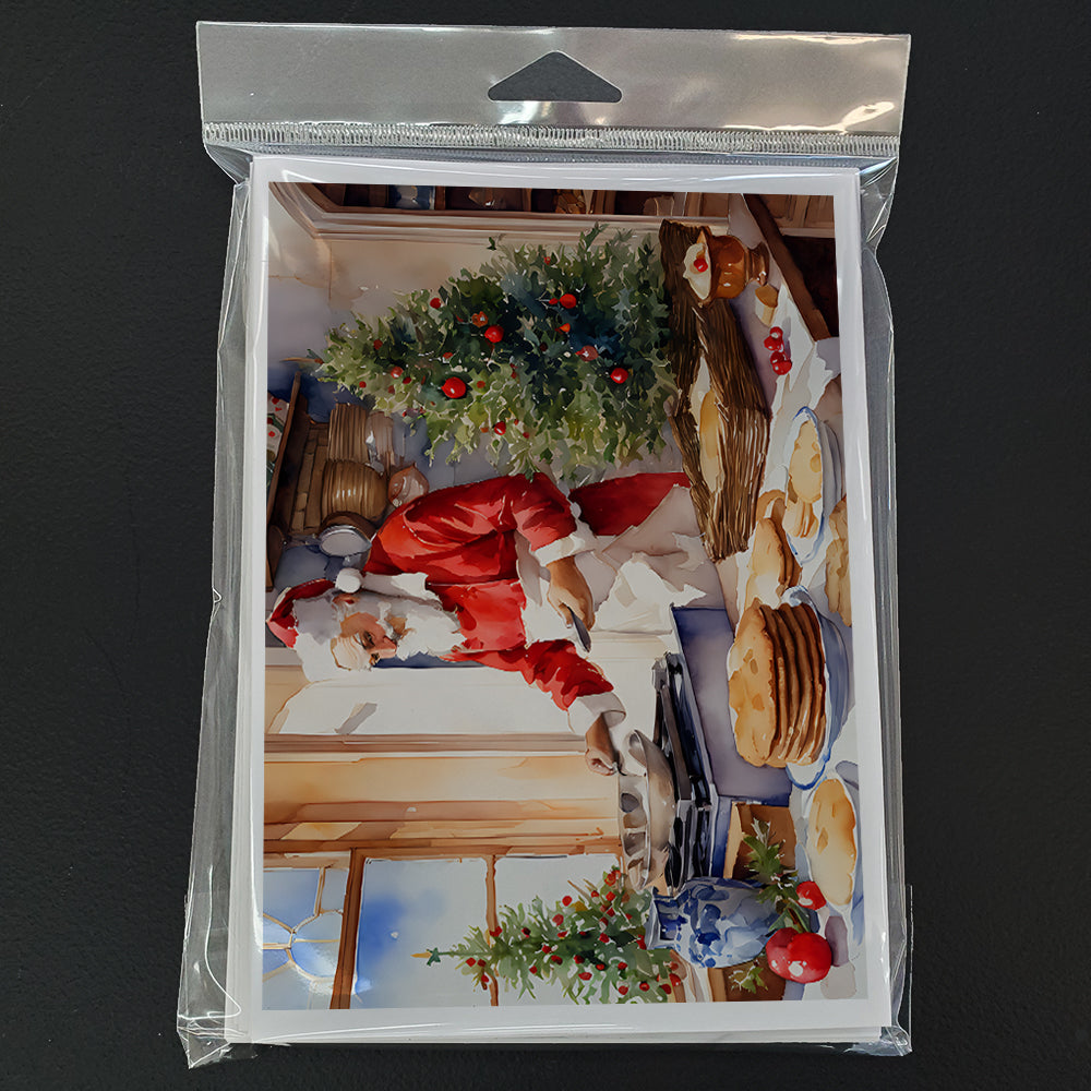 Cookies with Santa Claus Babbo Natale Greeting Cards Pack of 8 Blank Cards with Envelopes Whimsical A7 Size 5x7
