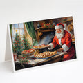Cookies with Santa Claus Greeting Cards Pack of 8 Blank Cards with Envelopes Whimsical A7 Size 5x7