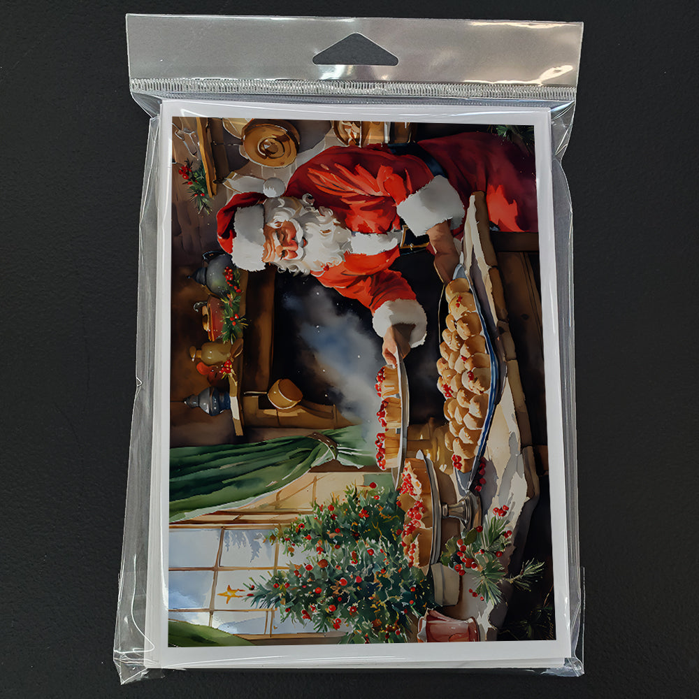 Cookies with Santa Claus Greeting Cards Pack of 8 Blank Cards with Envelopes Whimsical A7 Size 5x7