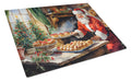 Cookies with Santa Claus Cutting Board Tempered Glass Kitchen Cutting Surface, Heat Resistant Chopping, Non-Slip Feet, Food Prep & Serving