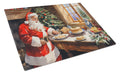 Cookies with Santa Claus Cutting Board Tempered Glass Kitchen Cutting Surface, Heat Resistant Chopping, Non-Slip Feet, Food Prep & Serving