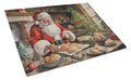 Cookies with Santa Claus Cutting Board Tempered Glass Kitchen Cutting Surface, Heat Resistant Chopping, Non-Slip Feet, Food Prep & Serving
