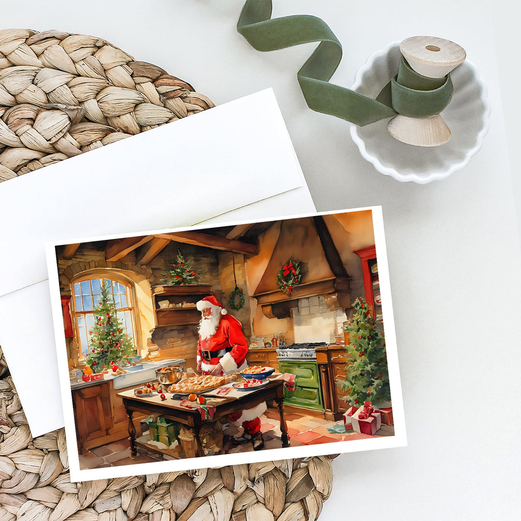 Cookies with Santa Claus Father Christmas Greeting Cards Pack of 8 Blank Cards with Envelopes Whimsical A7 Size 5x7