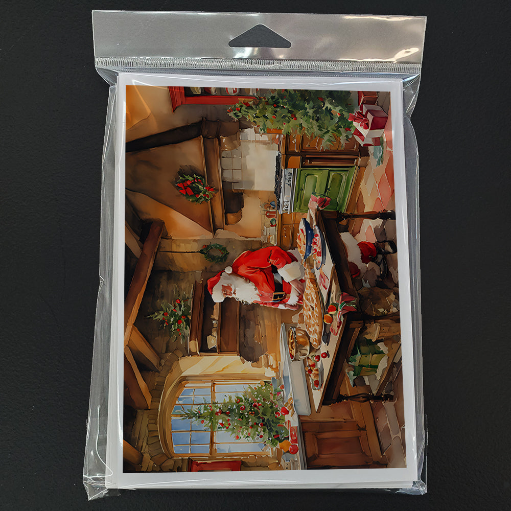 Cookies with Santa Claus Father Christmas Greeting Cards Pack of 8 Blank Cards with Envelopes Whimsical A7 Size 5x7