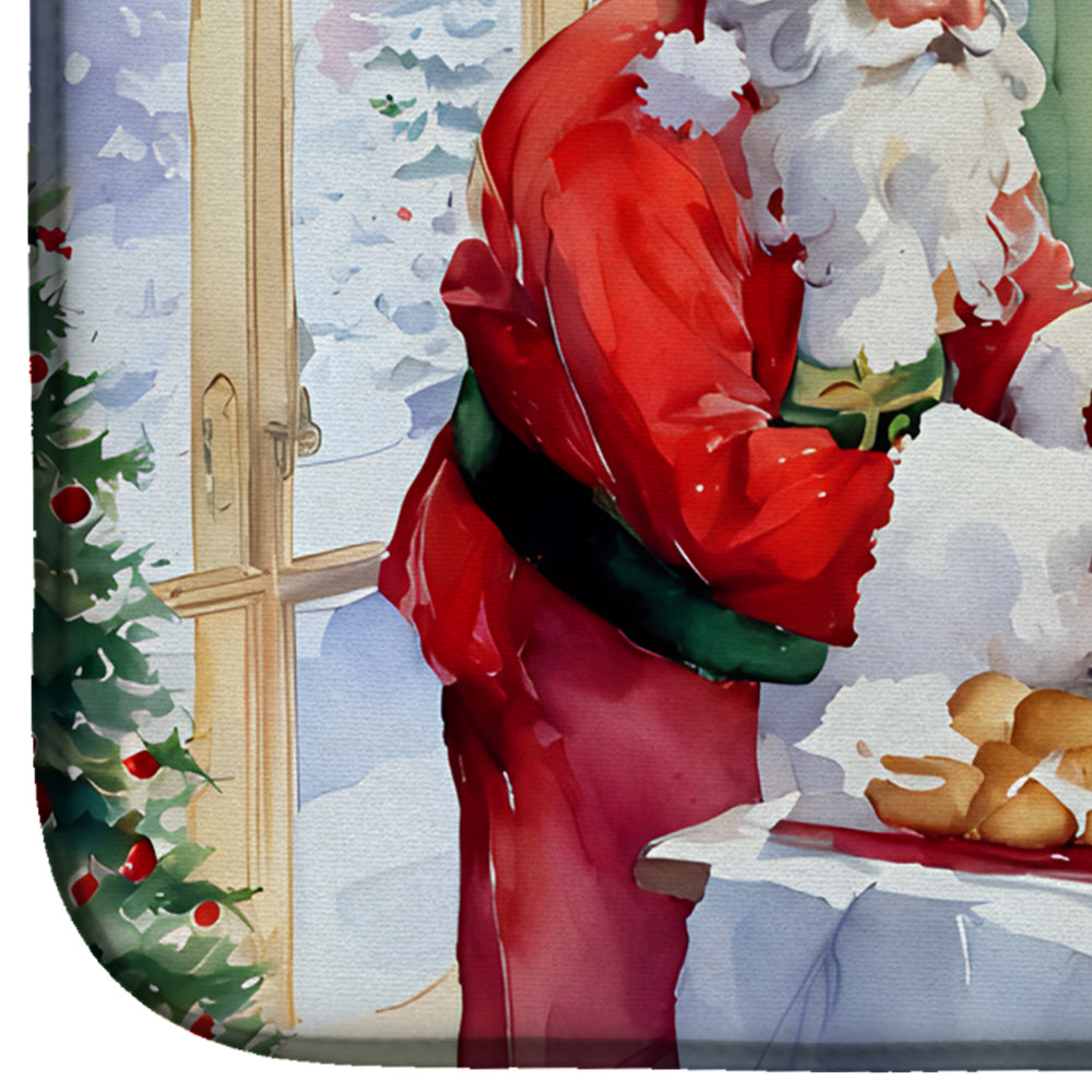 Cookies with Santa Claus Father Christmas Dish Drying Mat Absorbent Dish Drying Mat Pad for Kitchen Counter Dish Drainer Mat for Countertop, 14 x 21", Multicolor