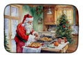 Cookies with Santa Claus Father Christmas Dish Drying Mat Absorbent Dish Drying Mat Pad for Kitchen Counter Dish Drainer Mat for Countertop, 14 x 21", Multicolor