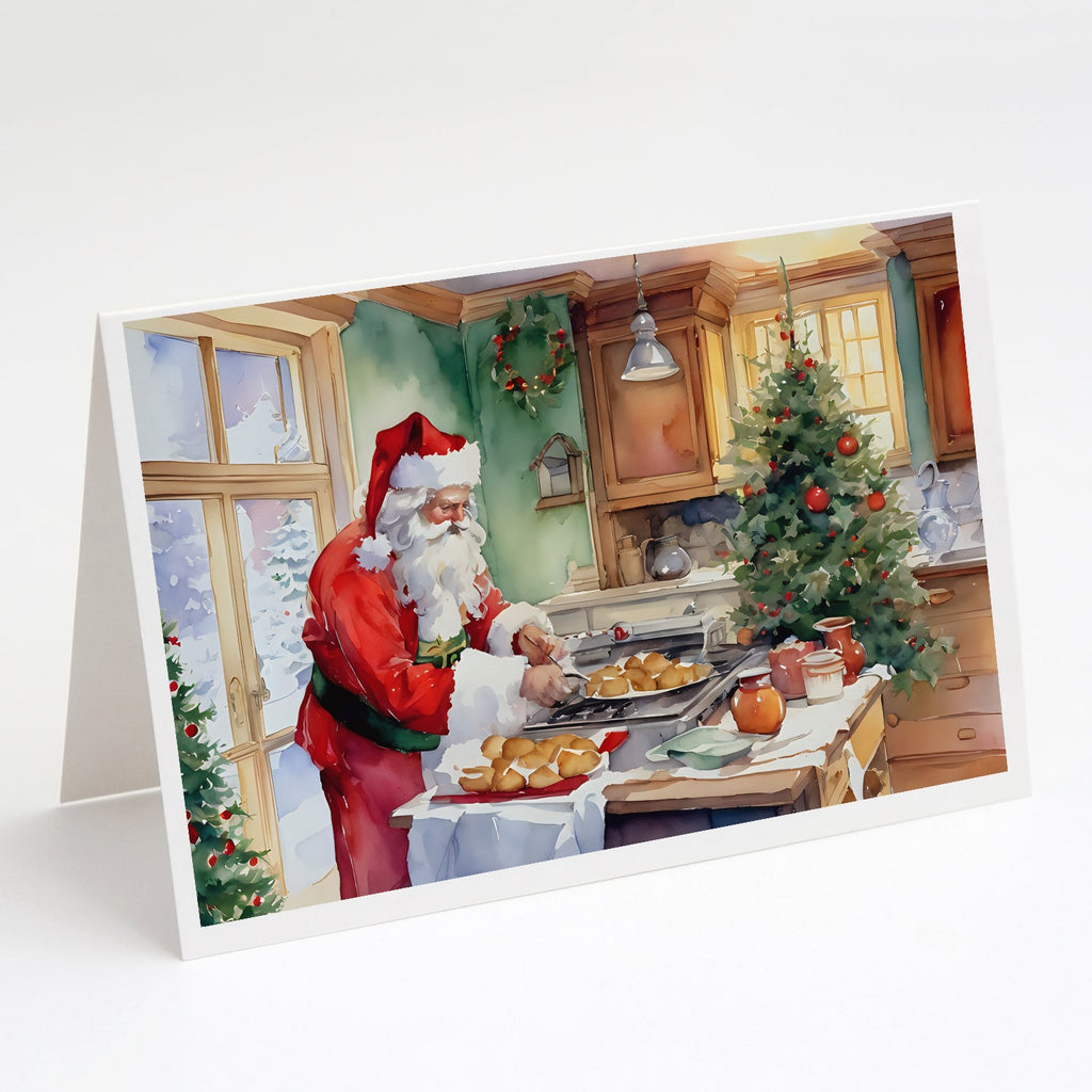 Cookies with Santa Claus Father Christmas Greeting Cards Pack of 8 Blank Cards with Envelopes Whimsical A7 Size 5x7