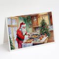 Cookies with Santa Claus Father Christmas Greeting Cards Pack of 8 Blank Cards with Envelopes Whimsical A7 Size 5x7
