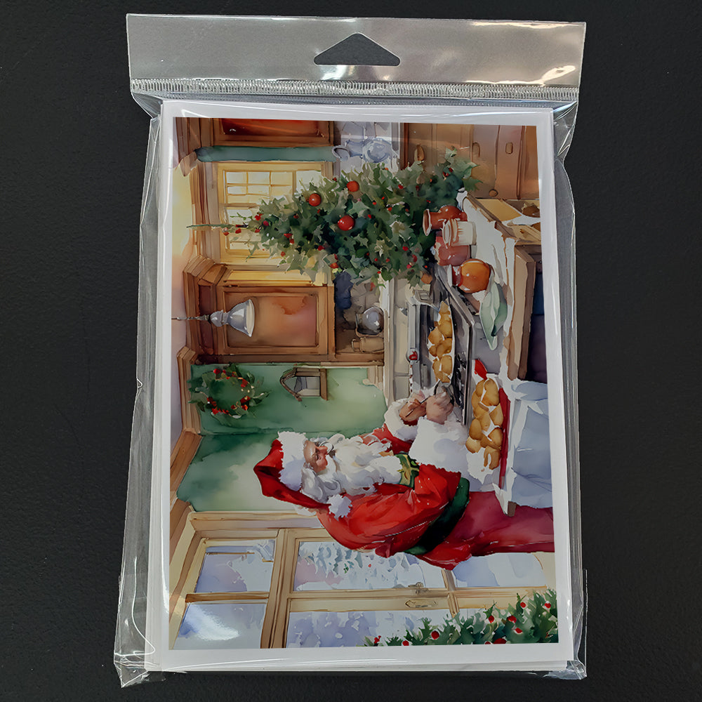 Cookies with Santa Claus Father Christmas Greeting Cards Pack of 8 Blank Cards with Envelopes Whimsical A7 Size 5x7