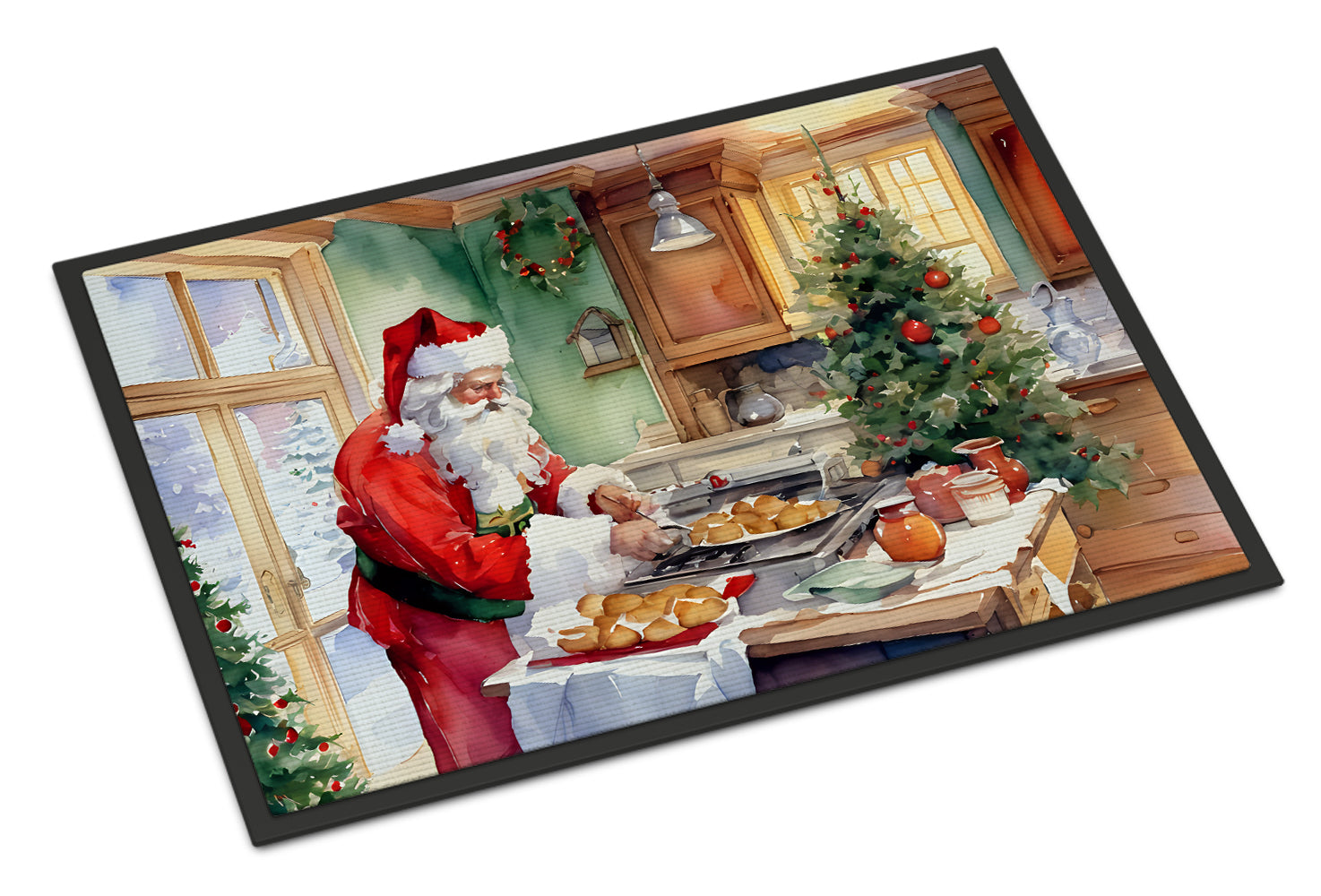 Cookies with Santa Claus Father Christmas Doormat Indoor Outdoor 24H X 36W Front Door Mat Rugs for Entryway, Non Slip Washable Low Pile,