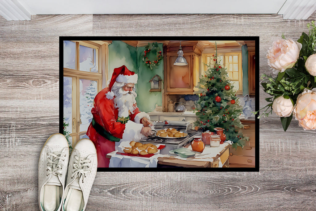 Cookies with Santa Claus Father Christmas Doormat Indoor Outdoor 24H X 36W Front Door Mat Rugs for Entryway, Non Slip Washable Low Pile,