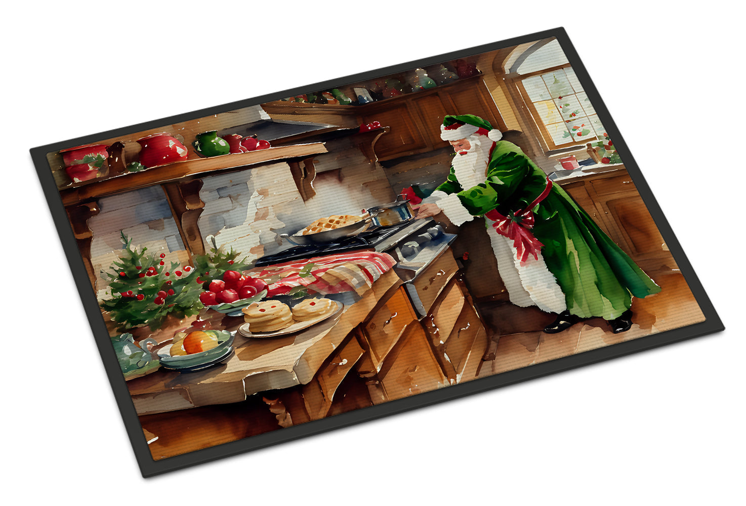 Cookies with Santa Claus Father Christmas Doormat Indoor Outdoor 24H X 36W Front Door Mat Rugs for Entryway, Non Slip Washable Low Pile,