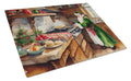 Cookies with Santa Claus Father Christmas Cutting Board Tempered Glass Kitchen Cutting Surface, Heat Resistant Chopping, Non-Slip Feet, Food Prep & Serving