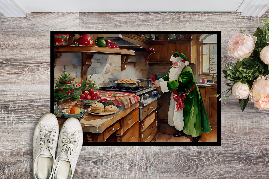 Cookies with Santa Claus Father Christmas Doormat Indoor Outdoor 18H X 27W Front Door Mat Rugs for Entryway, Non Slip Washable