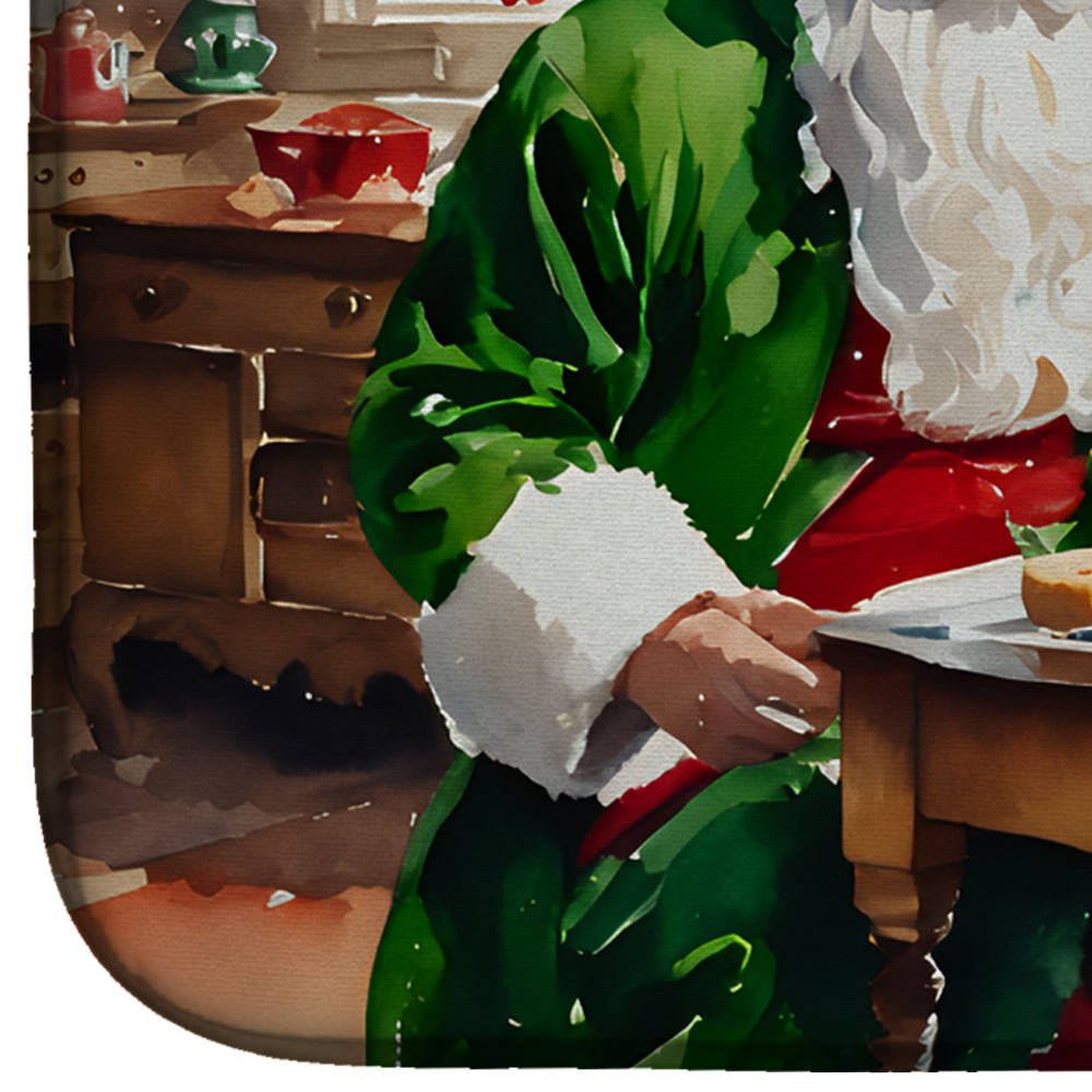 Cookies with Santa Claus Father Christmas Dish Drying Mat Absorbent Dish Drying Mat Pad for Kitchen Counter Dish Drainer Mat for Countertop, 14 x 21", Multicolor